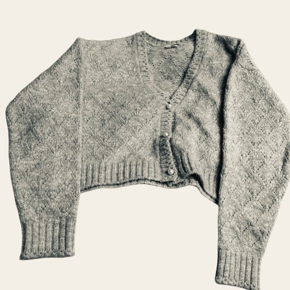 Reserved Brand Light Gray Women's Textured Cardigan
